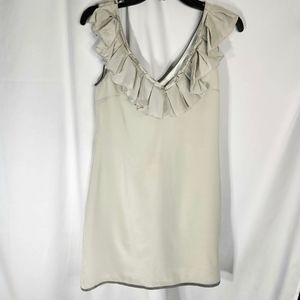 Thread Social NWOT Grey Ruffle Front Neckline Sleeveless Silk Dress Size 0